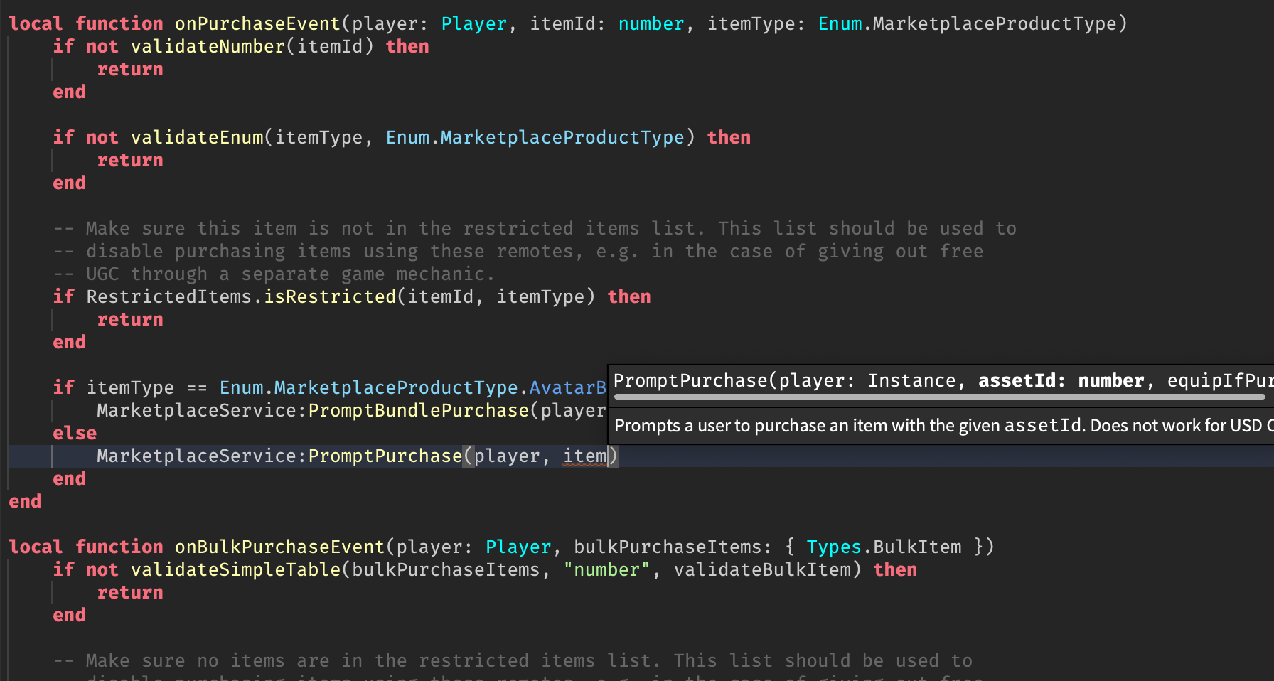 Systems and monetization logic example from Roblox development work